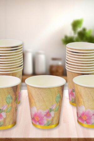 Disposable Paper Cups, Disposable Tea, Coffee Cups (24 Pcs Set / Mix Color & Design)