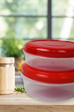 Round Plastic Big & Small Storage Container Box (PACK OF 2)