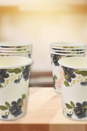 Disposable Paper Cups, Disposable Tea, Coffee Cups (10 Pcs Set / Mix Color & Design)