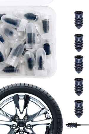 Tire Repair Rubber Nail Car Tire Repair Nails Tire Repair Rubber Screws, Black (10 Pcs Set)
