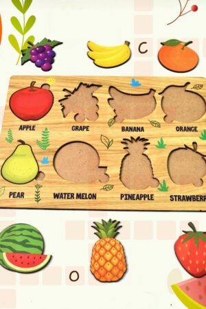 Wooden Fruits Puzzle Learning Educational Board (1 Set / 28×20 Cm)
