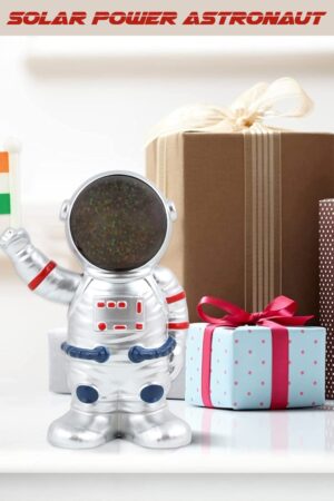 Solar Power Astronaut Ornament Moving Hand with Indian Flag (1 Pc)