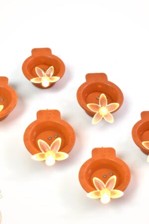 Flower Water Sensor Diyas for Diwali Decoration (6 Pcs Set)