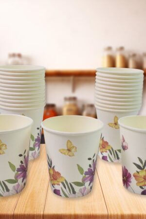 Disposable Paper Cups, Disposable Tea, Coffee Cups (24 Pcs Set / Mix Color & Design)