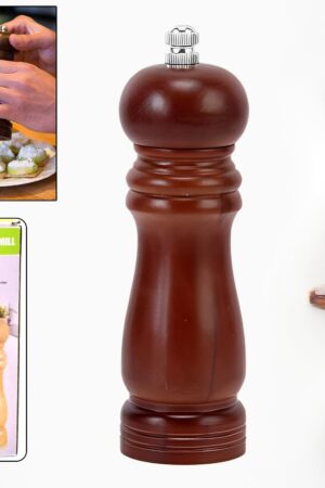Wooden Pepper Mill 6 inch Tall - Best Pepper Grinder (1 Pc)