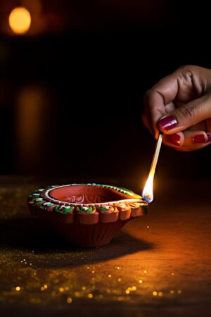 Decorative Hand Painted Clay Puja Diya for Diwali Home Indoor Outdoor Handmade Diya (6 Pcs Set/ Mix Design)