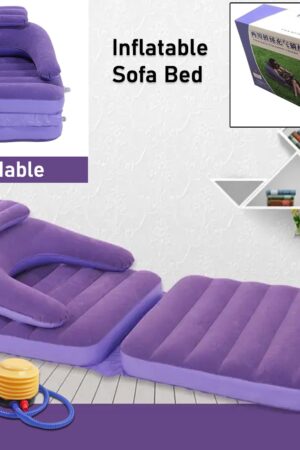 2 in 1 Air Mattress & Lounger, Portable Inflatable Mattress Air Sofa With Air Hand Pump (175×75 cm)