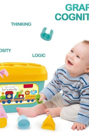 Baby First Block Set for Kids Non-Toxic Abcd Geometric Shape Sorting & Stacking Toy (1 Set)