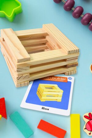 Wooden Pattern Brain Puzzles 20 Pcs Wooden Strips, 40 Pattern Cards (1 Set)