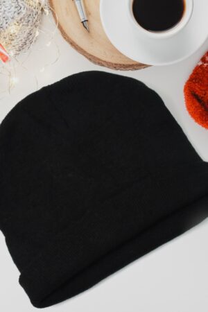 Cap for Winter Woolen Knitted Black Inside Fur Caps (1 Pc / Mix Design & Color)