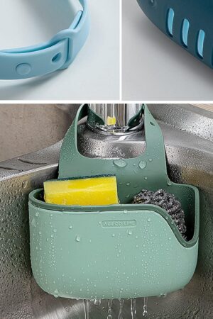 Plastic  Kitchen Sponge Holder, Sink Drain Rack Sink Organizer Sink Drain Hanging Bag for Kitchen (1 Pc)