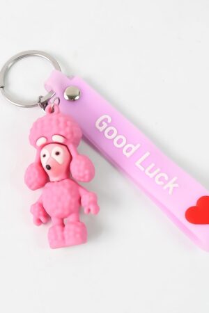 Cute Cartoon Silicone 3D Key Chain with Metal Hook & Strap (Pack of 1)