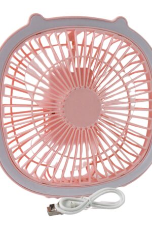 USB PORTABLE MINI DESK FAN WITH LIGHT & COLOR BOX (1 PC / Mix Color)