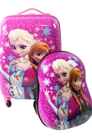 Kids Travel Suitcase with 4 Wheels (2 Pcs Set / 1 Big & 1 Small Shoulder Bag / Mix Design & Color)
