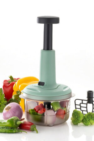 Quick Food Chopper – 2-in-1 Push Chopper 800ml with Stainless Steel Blades