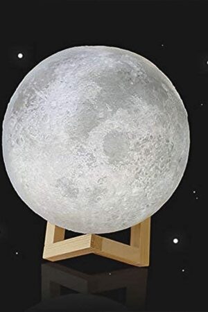 Moon Night Lamp with Plastic Stand Night Lamp for Bedroom (15x13 Cm / 1 Pc)