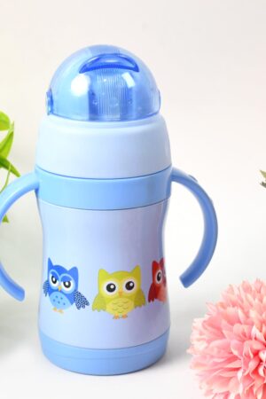 Vacuum Stainless Steel Water Bottle With Carry Handle & Straw (280 ML)