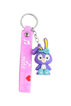 Cute Cartoon Silicone 3D Key Chain with Metal Hook & Strap (Pack of 1)