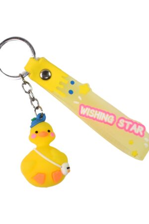 Cute Cartoon Silicone 3D Key Chain with Metal Hook & Strap (Pack of 1)