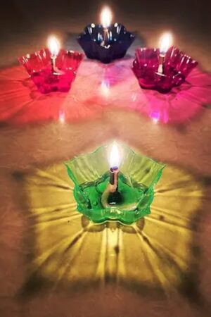 Colourful Reflection Diya Combo Plastic Candle Cup with Multi Shape (12 Pcs Set)