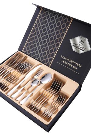 Premium Silver Daily Use Cutlery Set Stainless Steel Luxury Combo Set of 24
