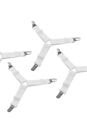 Adjustable Triangle Elastic Suspenders Gripper Holder Straps Clip for Bed Sheets (4 Pc)