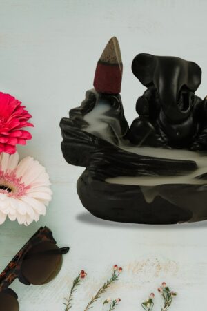 Smoke Fountain Ganesha Idol Decoration Items with 8 Pc Backflow Incense Cones Sticks (1 pc)