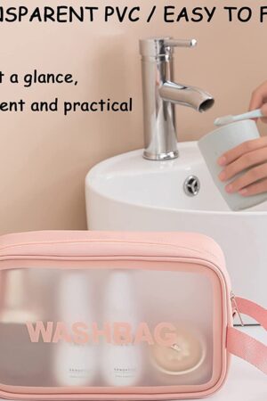 Cosmetic Pouch, Make up Bag for Home & Travel, Toiletry Bag for Cosmetics, Brushes, Accessories Set of 3 Small, Medium & Big - Wash Bag