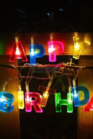 Decoratives Plastic Happy Birthday 13 LED Letter Battery Operated String Lights, Outdoor String Lights (Multicolour)