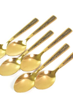 Premium Luxurious Stainless Steel Coated Spoons (6 Pcs Set / Golden)