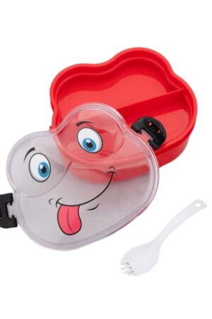 Double Layer Froggy Shape Lunch Box with Spoon (1 Pc / Mix Color)