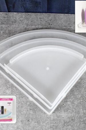 Bathroom Plastic Corner Shelf Rack Set for Wall Number of Shelves (3 Pcs Set)