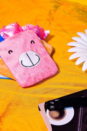Pink small Hot Water Bag with Cover for Pain Relief, Neck, Shoulder Pain and Hand, Feet Warmer, Menstrual Cramps.