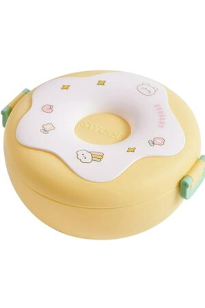 Donut Shaped Double Insulated 3 Compartment Lunch Box (1 Pc / Mix Color)