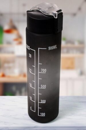 Plastic Black Motivational Water Bottle with Straw (900 ML)