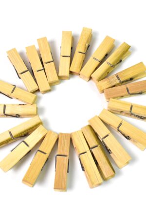Heavy Duty Bamboo Wooden Cloth Clips / Pegs (20 Pcs Set)