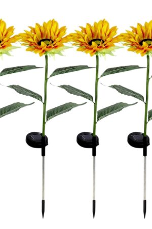 Garden Solar Sunflower Outdoor LED Light  Inserted Ground Simulation Plant (4 Pcs Set)