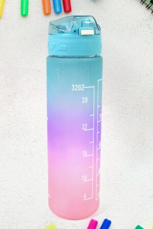 Plastic Colorful Motivational Water Bottle with Straw (900 ML)