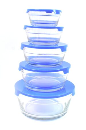 Modern Glass Bowl Set Mixing / Storage Bowls with Lids (5 Pcs Set)