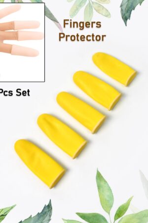 Finger Caps, Silicone Finger Protectors Sleeves (Finger Cots / 5 Pcs Set / yellow)