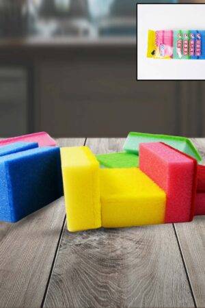 Multi-Purpose Multi Color Scratch Scrub Sponges (10 Pcs Set)