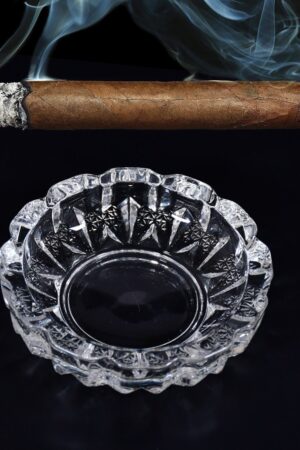paricutin Glass Crystal Quality Cigar Cigarette Ashtray Round Tabletop for Home Office Indoor Outdoor Home Decor