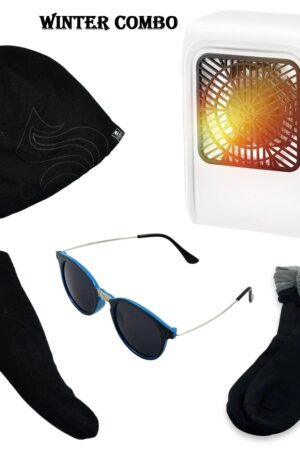 Winter Warm Set- Bennie hat, Room Heater, Sunglasses And Socks (5 Pcs Combo)