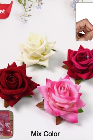 Colourful Flowing Flower Hair Pin (4 Pcs Set / Mix Color)
