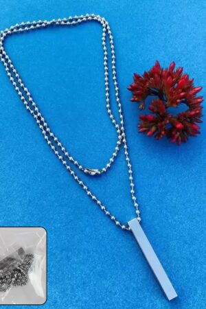 Plain Stick Shape Locket With Chain Stainless Steel Necklace (1 Pc)