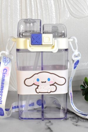 2in1 Dual Compartment Water Bottle with Straw and Adjustable Shoulder Straps (1 Pc / Multi color)